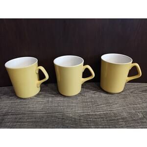 Homer Laughlin Pale Light Yellow Coffee Tea Troy Mugs Set of 3 8 oz